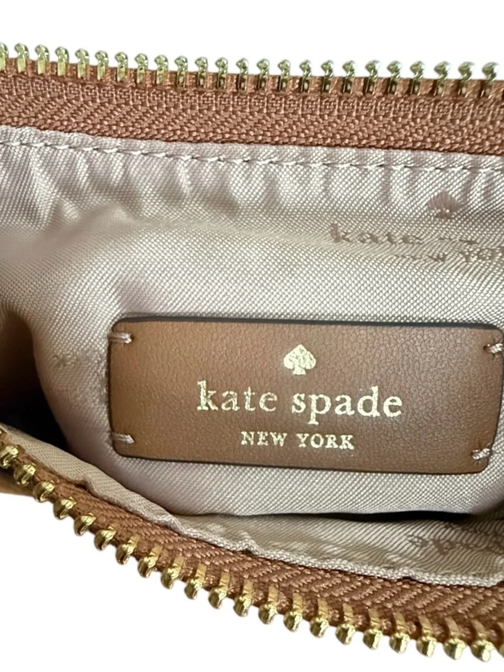 kate spade Brown Pebbled Leather Saddle Crossbody with Gold Hardware